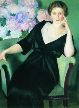 Retrato de René Ivanovna Notgaft 1914 Boris Mikhailovich Kustodiev bella mujer dama Pinturas al óleo